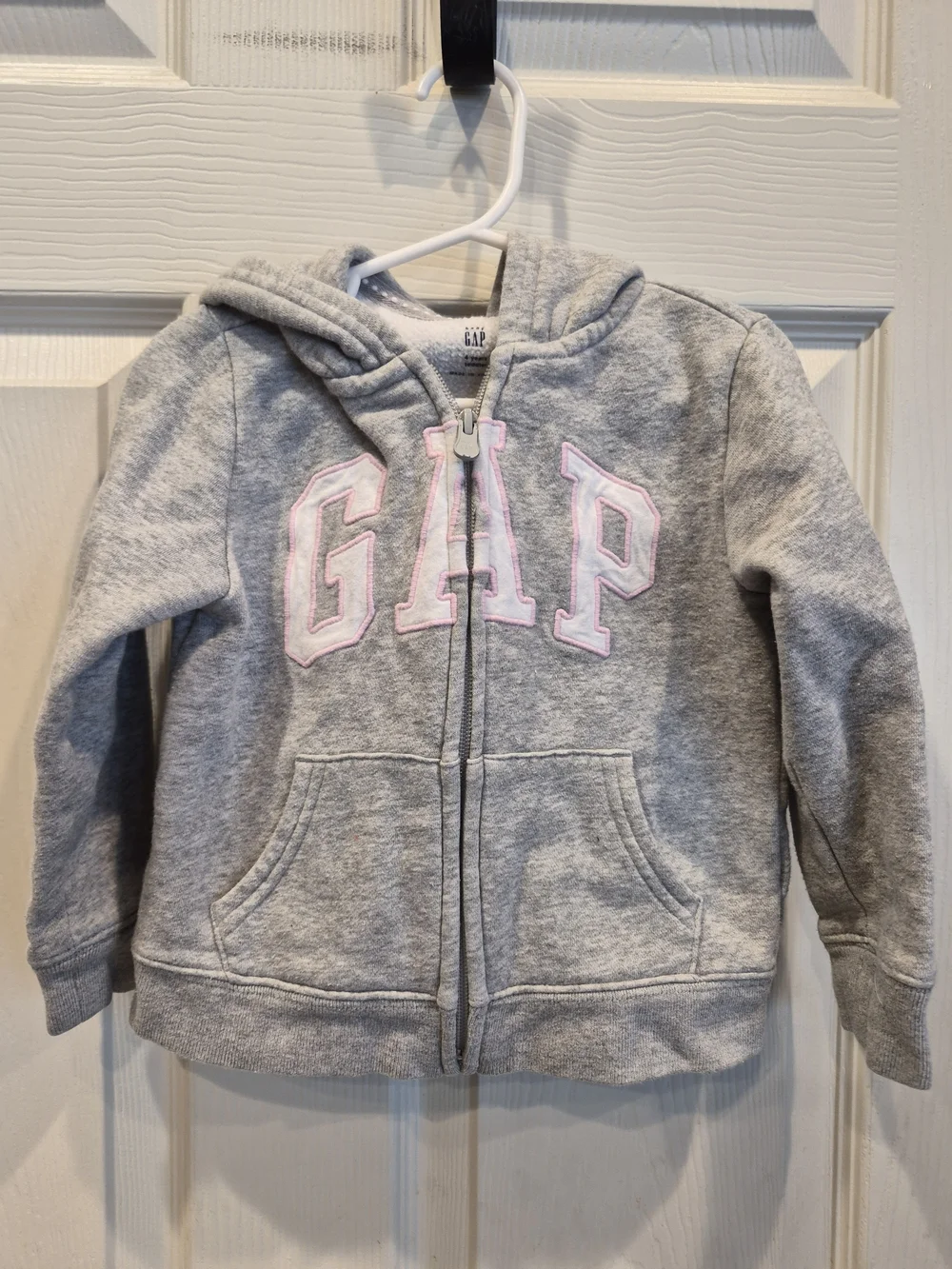 5/25 GAP Gray Zip-Up Hoodie with Pink Logo Accents